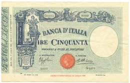 50 LIRE BARBETTI GRANDE L MATRICE LATERALE TESTINA FASCIO 17/07/1934 BB/SPL - Regno D'Italia – Autres