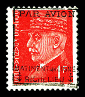 ** N°2, Pétain, 1F Rouge Surchargé 'PAR AVION RICHELIEU'. SUP. R. (signé Calves/certificat)  Qualité: **  Cote: 1100 Eur - Correo Aéreo Militar