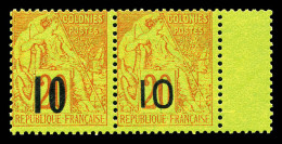 ** N°4A Et 4F, 10 Sur 20c Brique Sur Vert: Types II Et VII Se Tenant, Fraîcheur Postale. SUPERBE. R.R. (certificats)  Qu - Neufs