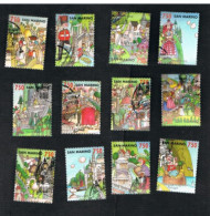 SAN MARINO - UN 1382.1393 - 1993 IL VILLAGGIO EUROPA (COMPLET SET OF 12 STAMPS, BY BF)     -  USED - Oblitérés