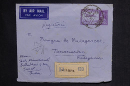 INDES ANGLAISES - Aérogramme + Compléments Au Dos En Recommandé De Jhampa Pour Tananarive En 1945 - L 149838 - 1936-47 Roi Georges VI