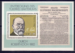 DDR 1982 - Robert Koch, Block 67, Postfrisch ** / MNH - 1981-1990