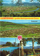 LUSTENAU, MULTIPLE VIEWS, ARCHITECTURE, POOL, RESORT, EMBLEM, PANORAMA, AUSTRIA, POSTCARD - Lustenau