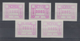 Norwegen Frama-ATM 1978, Je Eine ATM ** Mit Allen 5 Aut.-Nr. 1, 2, 3, 4 Und 5   - Automaatzegels [ATM]