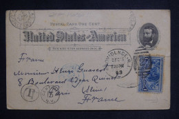 ETATS UNIS - Entier Postal + Complément De Providence Pour Paris En 1893 Et Taxé  - L 149862 - ...-1900