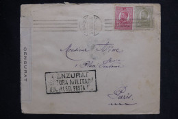 ROUMANIE - Enveloppe De Bucarest Pour Paris Avec Contrôle Postal En 1916  - L 149878 - Cartas & Documentos