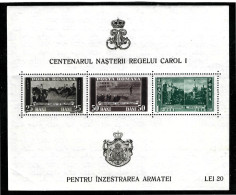1939 Romania Birth Centenary Of King Carol I Block 3 MNH/** - Unused Stamps