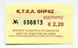 Ticket De Bus - Ville De Théra - Ile De Santorin - Grèce - Ticket Transportation - Europa