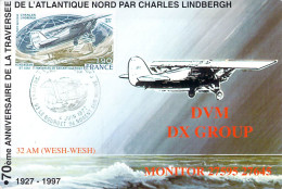 Carte QSL Maximum Traversée De L'Atlantique Nord Par Charles Lindbergh 1977 DVM DX Group - 1970-1979