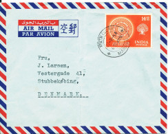 India Air Mail Cover Sent To Denmark Madras 27-8-1956 Single Franked (bended Cover) - Airmail