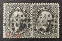 1857 US 12¢ Black Washington PAIR F/VF Scott #36 - Nuovi