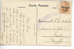 VILERS LA VILLE 14/18 CAD Sur 8 Cent Belgien + Censure Pour BRUXELLES Cpa Abbaye De Villers 1917   .. G - Sonstige & Ohne Zuordnung