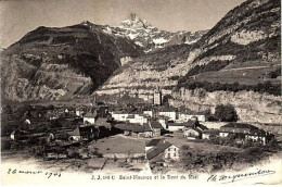 Saint Maurice (Suisse) Et La Dent Du Midi , Timbrée En 1905 - Saint-Maurice