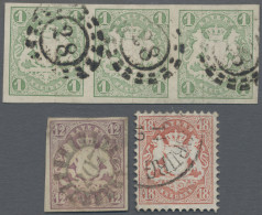 Bayern - Marken Und Briefe: 1867-1870, Lot Mit 16 Gebrauchten Marken, Dabei Zwei - Sonstige & Ohne Zuordnung