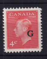 Canada: 1950/52   Official - KGVI 'G' OVPT   SG O183    4c   Vermilion  MH - Surchargés