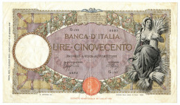 500 LIRE CAPRANESI MIETITRICE TESTINA FASCIO ROMA 11/06/1940 BB/BB+ - Regno D'Italia – Autres