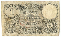 1 LIRA MONETA DEL COMUNE DI VENEZIA 1848 BB- - Sonstige & Ohne Zuordnung