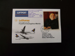 Premier Vol First Flight Guangzhou China To Manila Philippines Airbus A340 Lufthansa 2005 - Covers & Documents