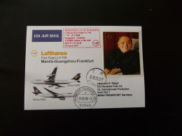 Premier Vol First Flight Guangzhou China To Frankfurt Airbus A340 Lufthansa 2005 - Covers & Documents