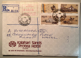 1988 SWA Namibia ATM 2 /Otyimbingue 100/Windhoek Rare FDC Real Mail Frama Cover(Automatenmarken Etiquetas Automatici RSA - Zuidwest-Afrika (1923-1990)