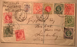 Scarce MARSEILLES 1937 Cds 9 Diff.pre-union Stamps OFS, NATAL, TRANSVAAL, COGH Cover Registered (South Africa RSA Lettre - Covers & Documents