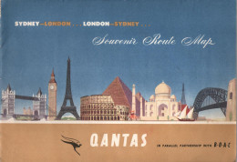 SYDNEY LONDON ROUTE MAP QANTAS BOAC  AVIATION CIVILE ROYAUME UNI AUSTRALIE - Sonstige & Ohne Zuordnung