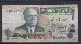 TUNISIA  -  1973 1 Dinar Circulated Banknote As Scans - Tunesien