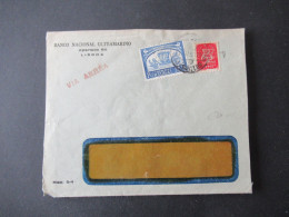 Portugal 1953 Via Aerea/Luftpost Firmenumschlag Banco Nacional Ultramarino Lisboa Marken Mit Perfin / Firmenlochung BNU - Lettres & Documents