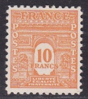 ARC De TRIOMPHE YT N°629 10F Orange NEUF** - 1944-45 Triumphbogen