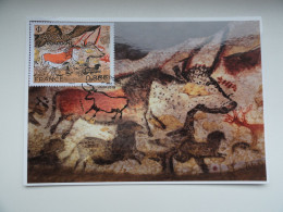 CARTE MAXIMUM CARD GROTTE DE LASCAUX MONTIGNAC DORDOGNE FRANCE - Prehistorie