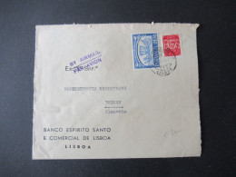 Portugal 1953 Via Aerea/Luftpost Firmenumschlag Banco Espirito Santo Lisboa Marken Mit Perfin / Firmenlochung BES - Briefe U. Dokumente