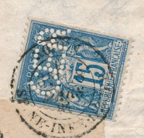 FRANCE - 15c Type Sage Perforé C.E.R. - Rouen 28 Mars 1881 - Sur Lettre Comptoir D'Escompte De Rouen - Lettres & Documents