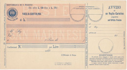 SAN MARINO - CARTOLINA VAGLIA - STEMMA IN TONDO - TASSA CENT. 60 - Postal Stationery