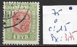 ISLANDE 75 Oblitéré Côte 15 € - Used Stamps