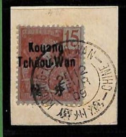 ZA0074f -  FRENCH CHINA  Kouang-Tcheou -  STAMP - Yvert # 6  Fine USED On CUT-OUT - Usados