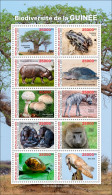 GUINEA 2023 M/S 10V - FROGS FROG BAOBAB HIPPOPOTAMUS TURTLES TURTLE MUSHROOMS APES MONKEYS SHELLS OWLS OWL HYENA - MNH - Ranas