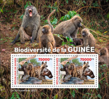 GUINEA 2023 M/S 2V - FROGS FROG BAOBAB HIPPOPOTAMUS TURTLES TURTLE MUSHROOMS MONKEYS SHELLS OWLS OWL HYENA - MNH - Ranas