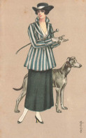 E. COLOMBO * CPA Illustrateur Italia Colombo * N°984bis * Femme Mode Jupe Canne Chapeau Hat Chien Lévrier Greyhound - Colombo, E.