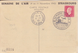 CP (Semaine De L'Air) Obl. GF Strasbourg Le 4 Nov 45 Sur 1f50 Dulac Rose N° 691 + Vignette Semaine De L'Air - 1944-45 Marianna Di Dulac