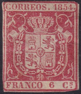 Spain 1854 Sc 26 España Ed 24 MLH* Partial Gum Small Cut At Top Left - Unused Stamps