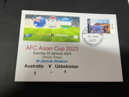 1-2-2024 (3 X 2) AFC Asian Cup 2023 (Qatar) Australia (1) V Uzbekistan (1) - 23-1-2024 - With OZ Stamp - Andere & Zonder Classificatie