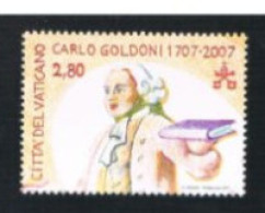 VATICANO - UN 1447 -  2007  300^ ANNIV. NASCITA CARLO GOLDONI , BY BF           -  (MINT) ** - Nuevos