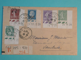 DI 2  FRANCE BELLE LETTRE RECOM.  1936 PARIS A VAUCLUSE    + +COINS DATéS SEMEUSES +AFF. INTERESSANT+++++ - 1930-1939