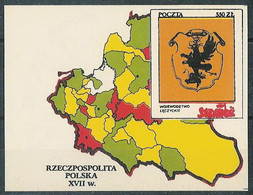 Poland SOLIDARITY (S278): Poland In The Seventeenth Century Voivodeship Leczyckie Crest Map - Vignettes Solidarnosc