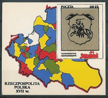 Poland SOLIDARITY (S281): Poland In The Seventeenth Century Voivodeship Nowogrod Crest Map - Solidarnosc-Vignetten