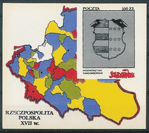 Poland SOLIDARITY (S291): Poland In The Seventeenth Century Voivodeship Sandomierz Crest Map - Solidarnosc-Vignetten