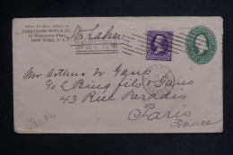 ETATS UNIS - Entier Postal + Compléments De New York Pour La France En 1896 - L 150017 - ...-1900
