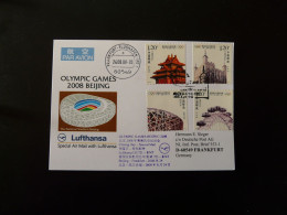 Vol Special Flight Beijing Olympic Games To Frankfurt Lufthansa 2008 - Covers & Documents