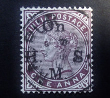 British India - INDIA -  Queen Victoria  - 1 Anna  On H M S  Watermark - Cancelled - 1854 Compañia Británica De Las Indias