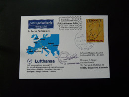 Premier Vol First Flight San Marino Bucharest Via Malpensa Airbus A319 Lufthansa 2009 - Covers & Documents